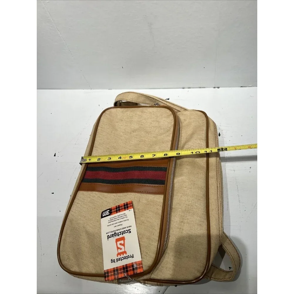 Mr Roberts RARE‎ Vtg Beige  Carry On Travel Bag w/ Green Red “Status Stripe”